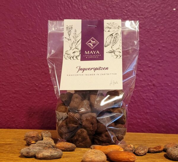 "Ingwerspitzen" Zartbitter mit kandiertem Ingwer, vegan, 100 g