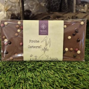 "Frohe Ostern"-Tafel Edel-Vollmilch mit bunten Perlen, 80 g