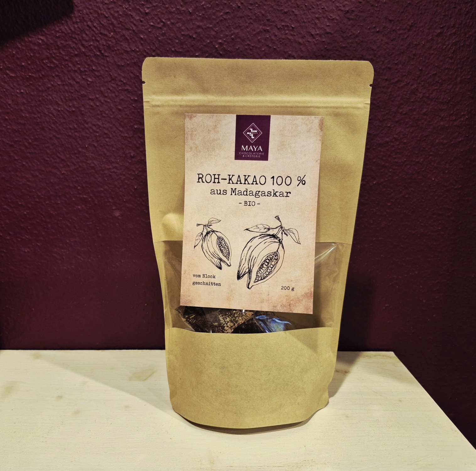 Madagaskar Rohkakao 100% im Block, vegan, 200 g